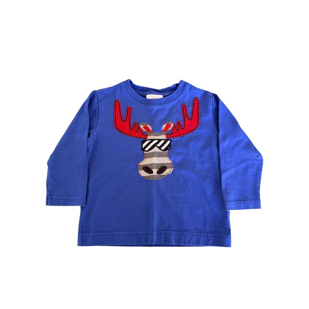 Hanna Andersson Moose Appliqué Long Sleeve Tee 3T 90cm